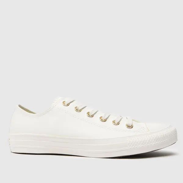 Image of Converse all star ox trainers in white & gold White/Gold UK 7 (EU 40)