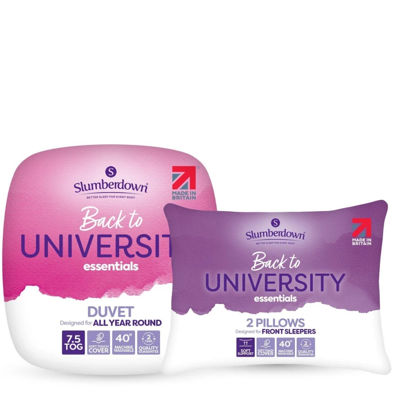 Image of Slumberdown Back To University Essentials Duvet + 2 Pillows 7.5 Tog unisex Single