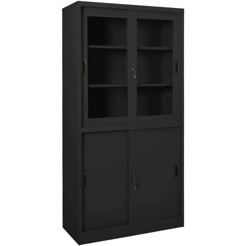 Image of VIDAXL Vidaxl - Office Cabinet with Sliding Door Anthracite 90x40x180cm Steel 8720286563960