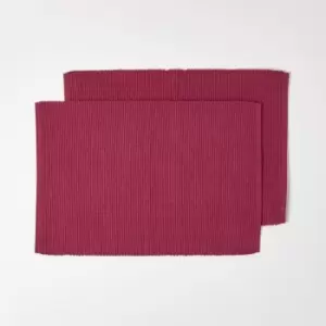 Image of HOMESCAPES Cotton Plain Plum Pack of 2 Placemats