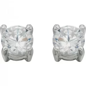 Image of Ladies Beginnings Sterling Silver Cubic Zirconia Round Stud Earrings