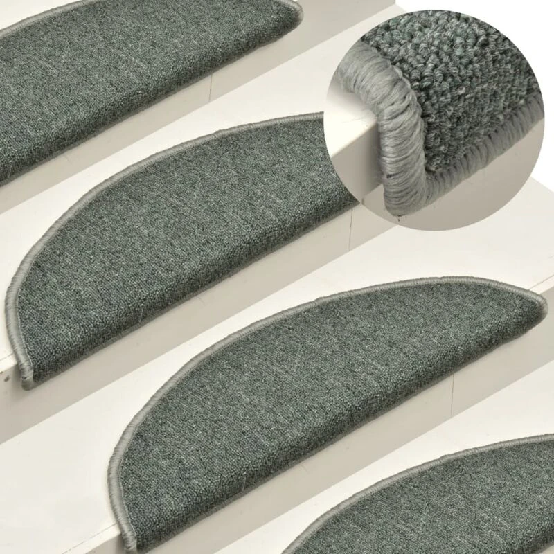 Image of VIDAXL Stair Mats 15 pcs 56x17x3cm Dark Green Half Round vidaXL 8720286045848