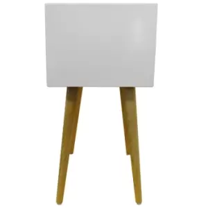 Image of Techstyle Union High Gloss And Solid Wood Side Table / Bedside Table With 2 Drawers White / Pine