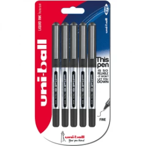 Image of Uni-Ball UB-150 Eye Fine Rollerball Pen - Black (5 Pack)
