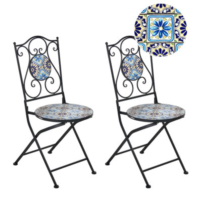 Image of Beliani Set Of 2 Garden Chairs Aggius Folding Metal Black