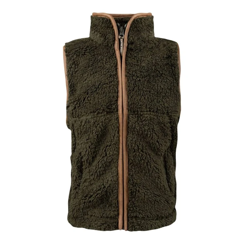 Image of Jack Pyke Sherpa Fleece Gilet in Dark Olive Size: 2XS Dark Olive Unisex 2XS