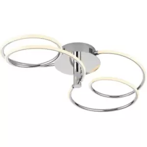 Image of LED Semi Flush Ceiling Light 32W Warm White Chrome Infinity Hoop Strip Feature