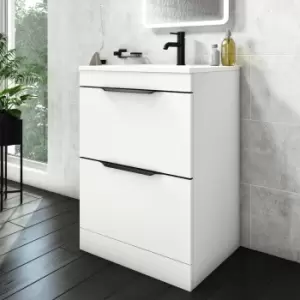 Image of 600mm White Freestanding Vanity Unit with Basin - Sion