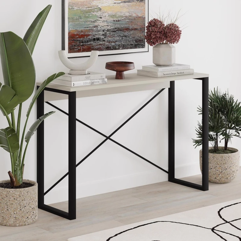 Image of FWStyle FWStyle Modern Sandstone Narrow Hallway Console Table in Beige Beige One Size Unisex 8683628019658