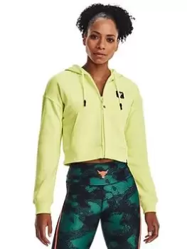Image of Under Armour Project Rock Hw Terry Full Zip, Yellow, Size S, Women