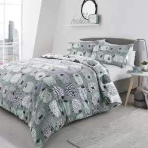 Image of Fusion Dotty Sheep Duck Egg Duvet Cover and Pillowcase Set Blue, Black and White