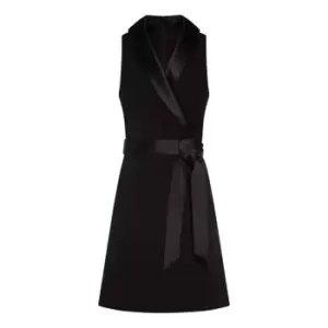 Image of Adrianna Papell Crepe Tuxedo Dress - Black