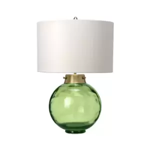 Image of Kara Table Lamp, Dark Green, Faux Silk Shade