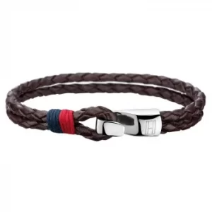 Image of Tommy Hilfiger Mens Brown Double Row Leather Bracelet