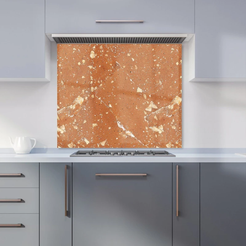 Image of Warren Reed - Designer Pale Terracotta Quartz Effect Kitchen Splashback in Pink Size: 700mm x 750mm Pink Unisex 700mm x 750mm