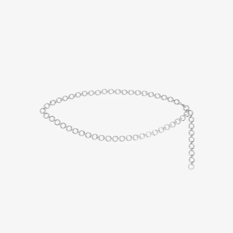 Image of Mood Silver Polished Open Round Chain Belt Silver