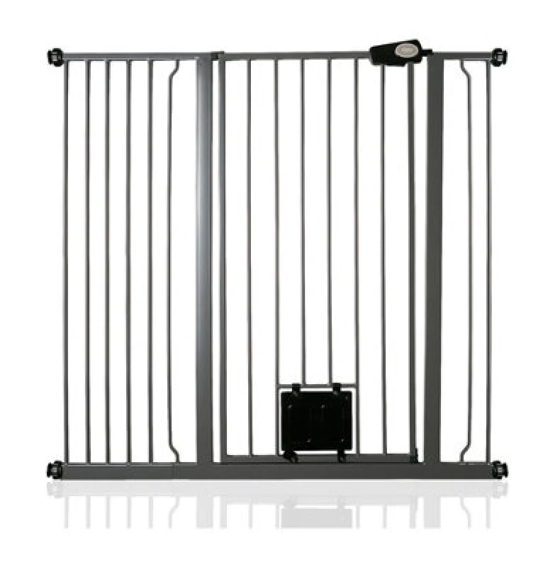 Image of Bettacare Pet Gate With Lockable Cat Flap, 113.8Cm - 121.4Cm, Slate Grey, 104Cm In Height