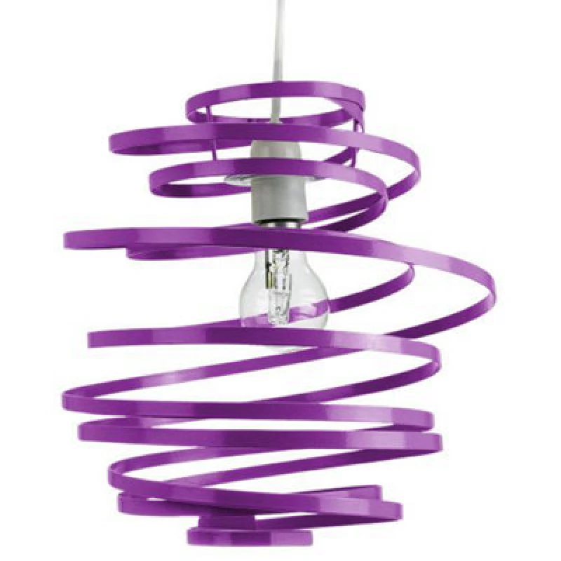 Image of Happy Homewares Contemporary Purple Gloss Metal Double Ribbon Spiral Swirl Ceiling Light Pendant
