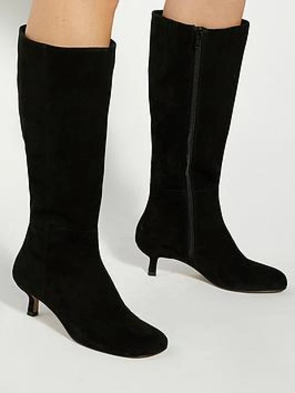 Image of Dune London Womens 'Searing' Suede Knee High Boots in Black Size: 3 Black Female 3
