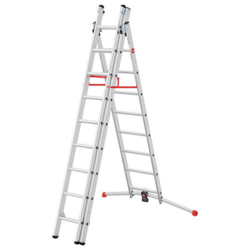 Image of Hailo S100 Profilot Pedal Adjustment Combination Ladder - 2 X 9 + 1 X 8 Rungs