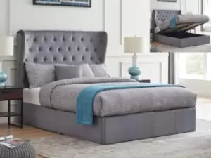 Image of Flintshire Holway 5ft King Size Grey Upholstered Fabric Ottoman Bed Frame