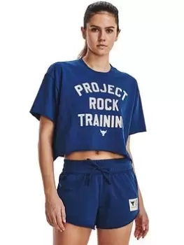 Image of Under Armour Project Rock Short Sleeve Crop Rvl Terry Tg