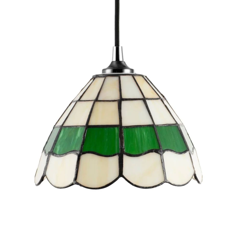 Image of Happy Homewares Traditional Round Stained Glass Tiffany Pendant Lighting Shade in Green Green Unisex
