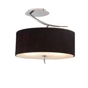 Image of Eve Semi Flush 2 Light E27, Polished Chrome With Black Oval Shade