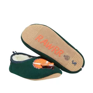 Image of Joules Boys Dino Slip On Slippers - Green, Size S