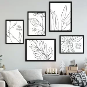 Image of SET_001 Black White Decorative Framed Painting (5 Pieces)