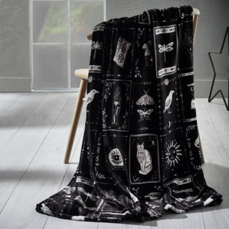 Image of Catherine Lansfield Enchanted Witchcraft Cosy Fleece 130X170Cm Blanket Throw Black