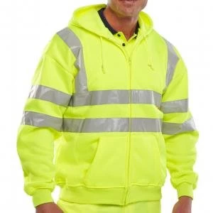 Image of B Seen Sweatshirt Hooded Hi Vis Polyester Pockets 2XL Yellow Ref