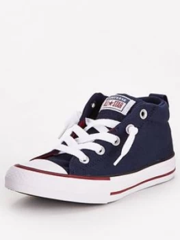 Image of Converse Chuck Taylor All Star Mid Street Varsity Childrens Trainers - Blue