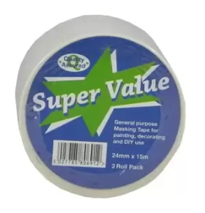 Image of Super Value General Purpose Masking Tape Pack of 3 24mm x 15m