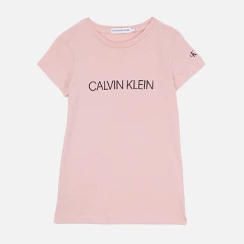 Image of Calvin Klein Girls Institutional Ss Slim T-Shirt - Delicate Rose - 14 Years
