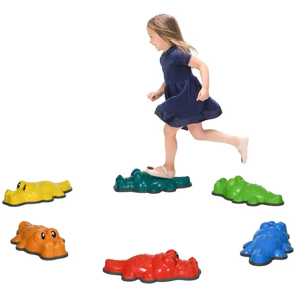 Image of ZONEKIZ 6PCs Kids Kids Stepping Stones with Anti Slip Edge, Indoor and Outdoor Multi