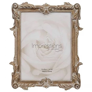 Image of 6" x 8" - Impressions Antique Carved Wood Finish Photo Frame