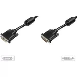 Image of Digitus DVI Cable extension DVI-D 24+1-pin plug, DVI-D 24+1-pin socket 3m Black AK-320200-030-S screwable, incl. ferrite core DVI cable