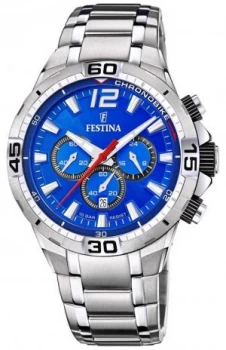 Image of Festina Chrono Bike 2020 Blue Dial Silver Strap F20522/2 Watch