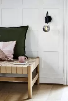 Image of Paco Indoor Living Dining Bedroom Metal Wall Light in Black (Diam) 9cm