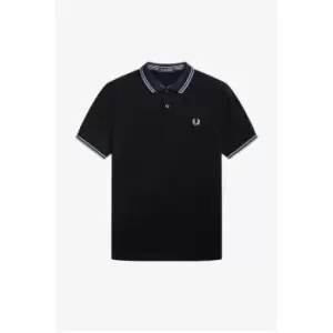 Image of Fred Perry Stripe Collar Polo Shirt - Black