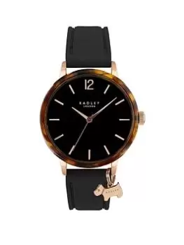 Image of Radley Ladies Black Silicone With Tort Bezel Strap Watch