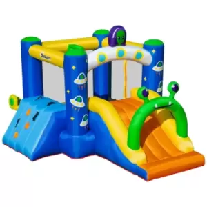 Image of Outsunny Kids Bounce Castle Alien Style Inflatable House With Air Blower Bag Patch