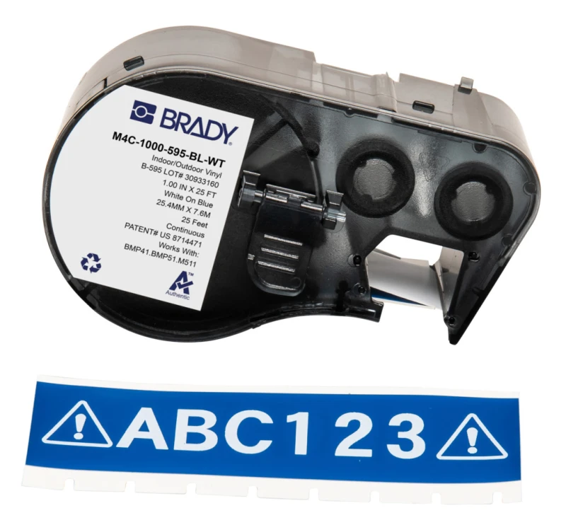 Image of Brady M4C-1000-595-BL-WT printer label Blue. White Self-adhesive print