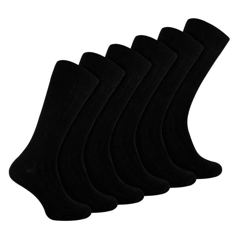 Image of Sock Snob Sock Snob Men Plain Coloured Cotton Rich Ribbed Dress Socks in Black Size: 6-11 Black 6-11 Male 5056632625215