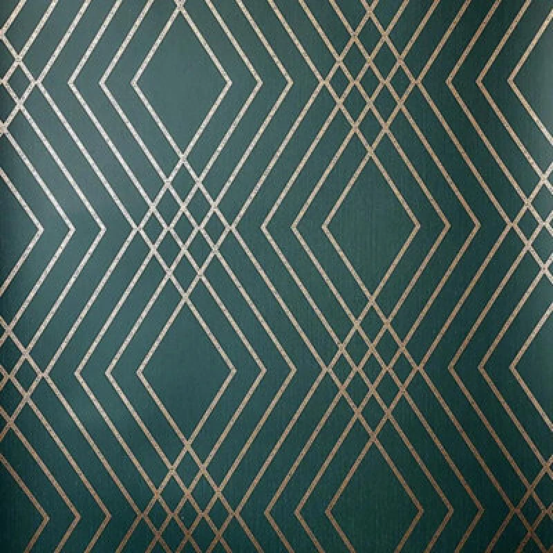 Image of Fine Decor Fine Decor Shard Trellis Emerald Green Wallpaper Metallic Effect Feature Wall