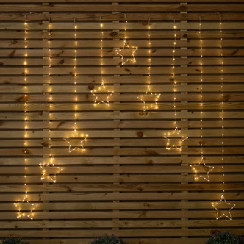 Image of Samuel Alexander 1.2M X 1.2M Light Up Star Pin Wire Christmas Curtain Lights With 303 Warm White Leds