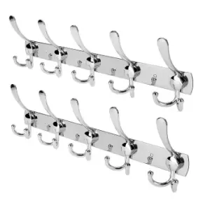 Image of Oypla Pack of 2 Stainless Steel 15 Hook Wall Mounted Hangers
