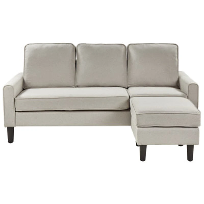 Image of Beliani Sofa 3 Seater Avesta Fabric Off-White With Ottoman