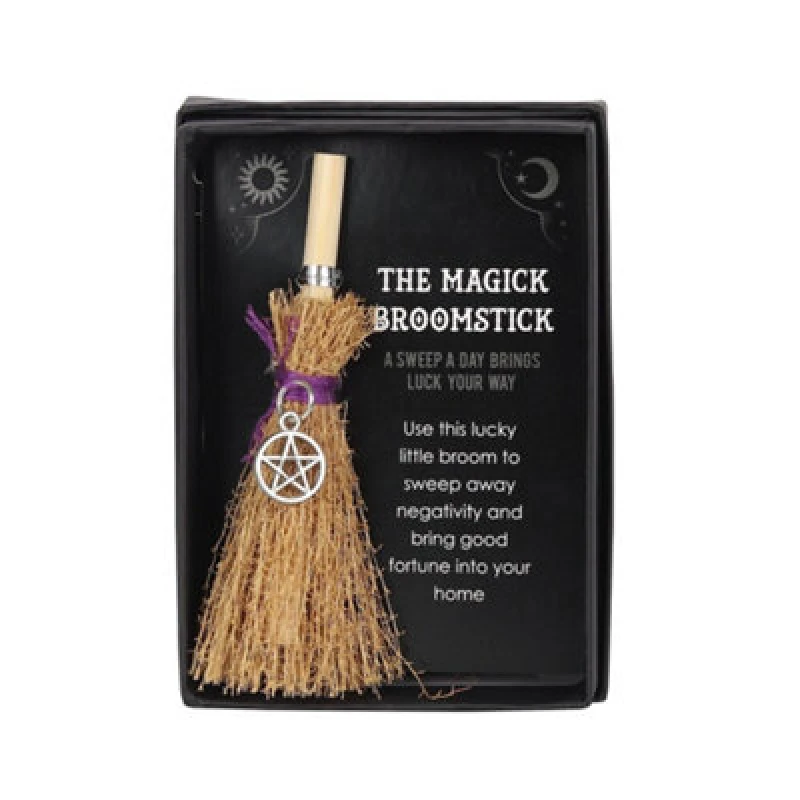 Image of Something Different Something Different Mini Magick Pentagram Broomstick in Silver Silver One Size Unisex 5059958718586